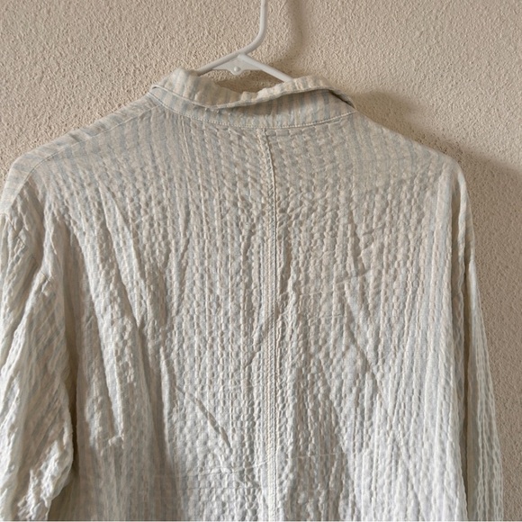 MIOU MUSE Button Up Shirt Women’s Small Striped Gauzy Lagenlook Minimalist Boho - Picture 9 of 11